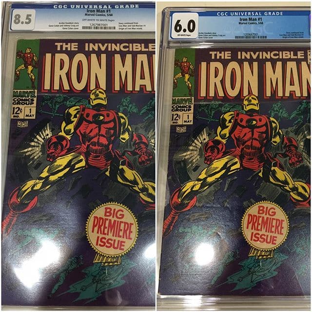 Just in from #cgc #ironman #1 universal 6.0 & 8.5!