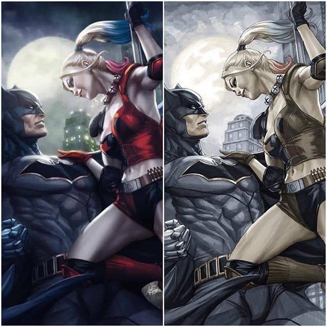 Final cover art to our exclusive #batman #1 #legacyedition variant covers!  Preorder these at legacycomics.com #artgerm #copic #dccomics #dc #harleyquinn #dcrebirth